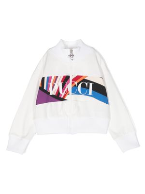 PUCCI Junior Iride-print zip-up sweatshirt - White