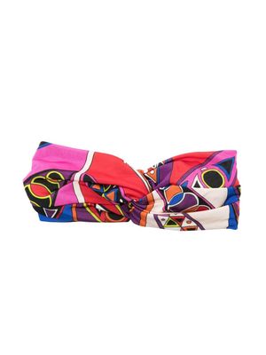PUCCI Junior knot-detailed patterned headband - Pink