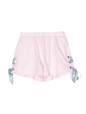 PUCCI Junior lace-up cotton shorts - Pink