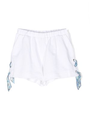 PUCCI Junior lace-up detail cotton shorts - White