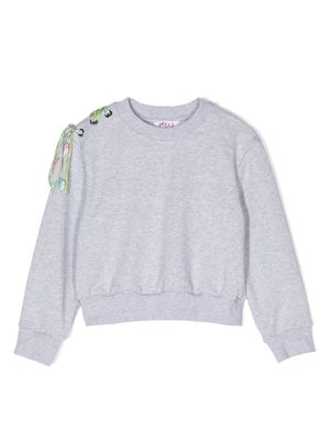 PUCCI Junior lace up-detail cotton sweatshirt - Grey