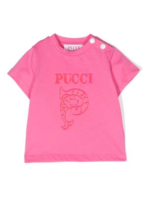 PUCCI Junior logo-appliqué cotton T-shirt - Pink