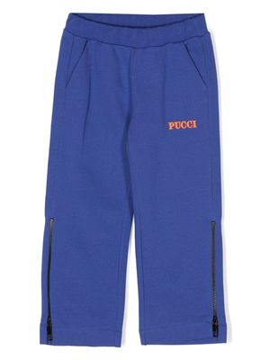 PUCCI Junior logo-appliqué cotton track pants - Blue
