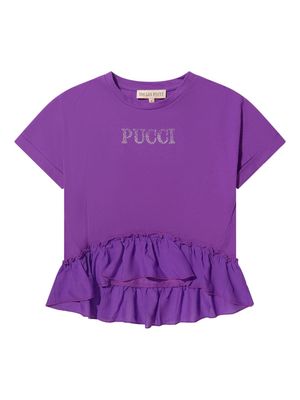 PUCCI Junior logo-embellished cotton T-shirt - Purple