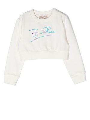 PUCCI Junior logo-embroidered cotton sweatshirt - White
