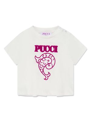PUCCI Junior logo-embroidered cotton T-shirt - White