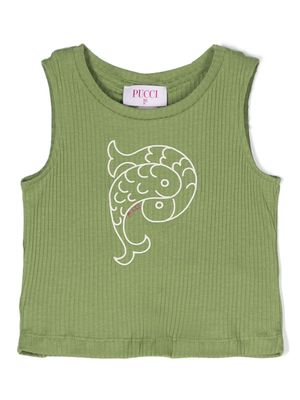 PUCCI Junior logo-embroidered tank top - Green