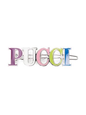 PUCCI Junior logo-lettering hair clip - Silver