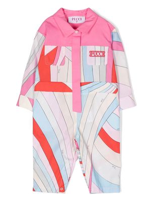 PUCCI Junior logo-patch cotton rompers - Pink
