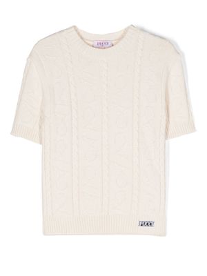 PUCCI Junior logo-patch knitted top - Neutrals