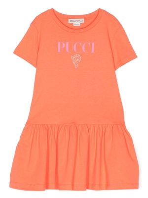 PUCCI Junior logo-print cotton dress - Orange