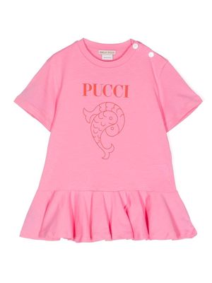 PUCCI Junior logo-print cotton dress - Pink