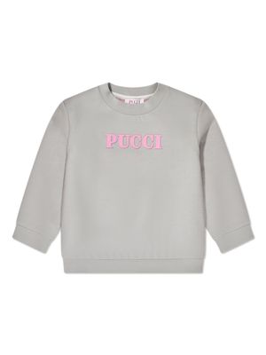 PUCCI Junior logo-print cotton sweatshirt - Grey