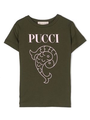 PUCCI Junior logo-print cotton T-Shirt - Green