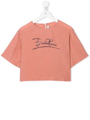 PUCCI Junior logo-print cropped T-shirt - Pink