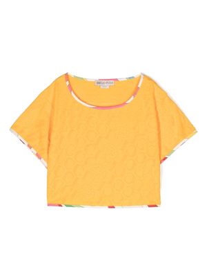 PUCCI Junior logo-print cropped T-shirt - Yellow