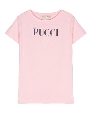 PUCCI Junior logo print short-sleeve T-shirt - Pink