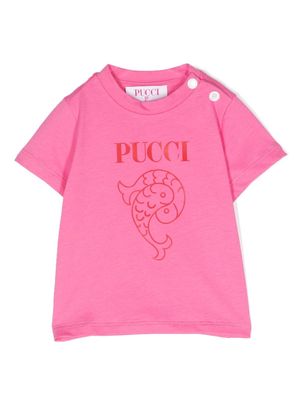 PUCCI Junior logo-rubberised cotton T-shirt - Pink