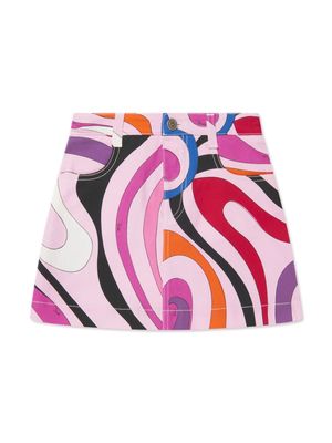 PUCCI Junior Marmo-print A-line skirt - Pink