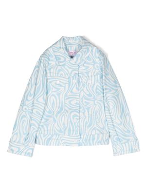 PUCCI Junior Marmo-print cotton denim jacket - Blue