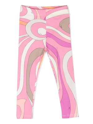 PUCCI Junior Marmo-print cotton leggings - Pink