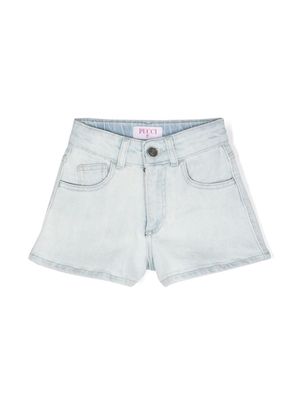 PUCCI Junior Marmo-print denim shorts - Blue