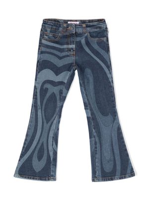 PUCCI Junior Marmo-print flared jeans - Blue