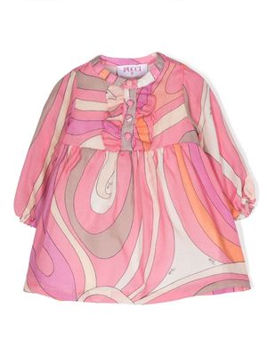PUCCI Junior Marmo-print long-sleeve dress - Pink