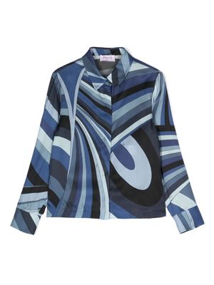 PUCCI Junior Marmo-print long-sleeve shirt - Blue