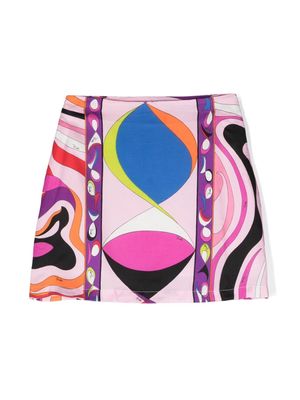 PUCCI Junior Marmo-print slip miniskirt - Pink