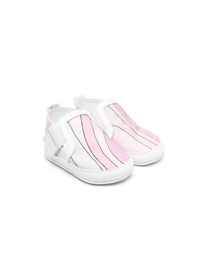 PUCCI Junior Marmo print touch strap shoes - White