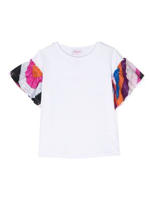 PUCCI Junior Marmo-sleeves cotton T-shirt - White