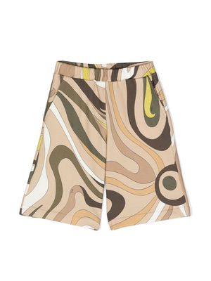 PUCCI Junior patterned elasticated shorts - Green