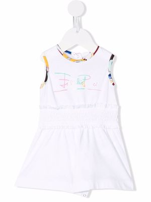 PUCCI Junior Ranuncoli-print trimmed playsuit - White