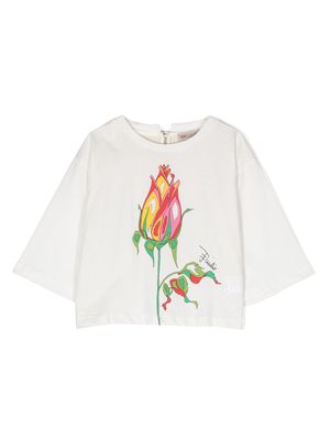 PUCCI Junior Rosa-print cotton T-shirt - White