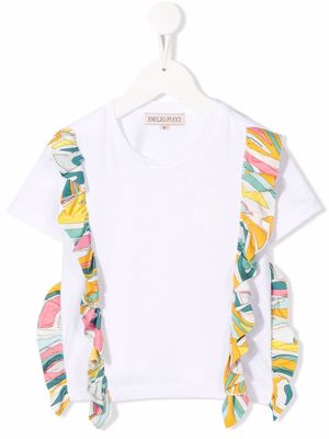 PUCCI Junior ruffled-detail cotton T-shirt - White