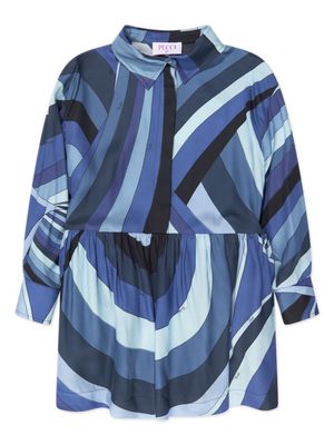 PUCCI Junior striped long-sleeved dress - Blue