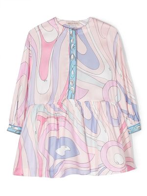 PUCCI Junior swirl-print long-sleeve dress - Pink