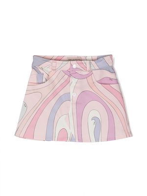 PUCCI Junior swirl-print mini skirt - Pink