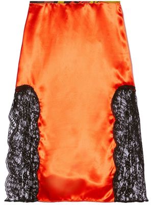 PUCCI lace-embroidered midi skirt - Orange