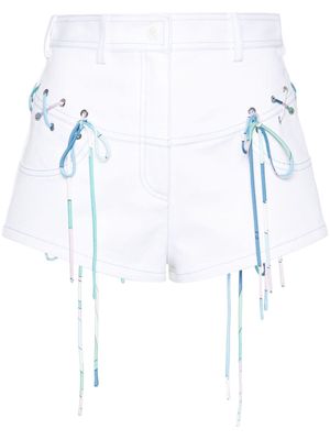 PUCCI lace-up denim shorts - White