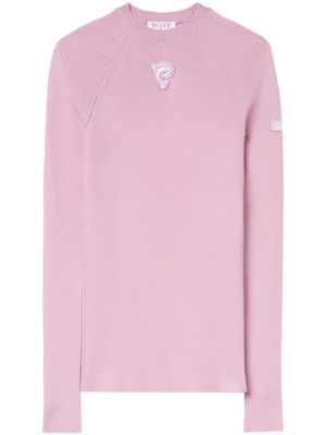 PUCCI logo-appliqué ribbed-knit jumper - Pink