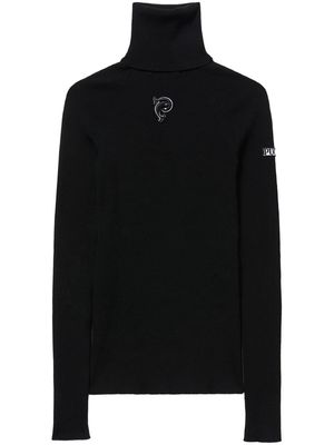 PUCCI logo-appliqué virgin-wool ribbed jumper - Black