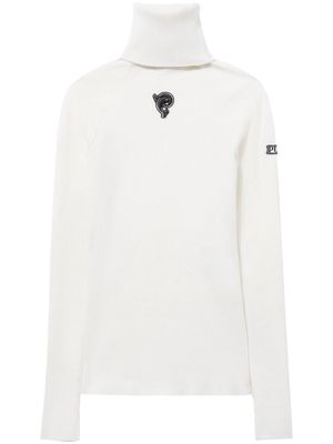 PUCCI logo-appliqué virgin-wool ribbed jumper - White
