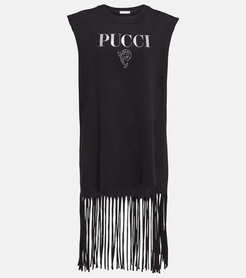 Pucci Logo cotton tassel minidress