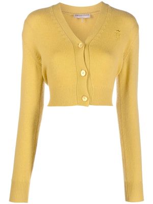 PUCCI logo-embroidered cashmere cardigan - Yellow