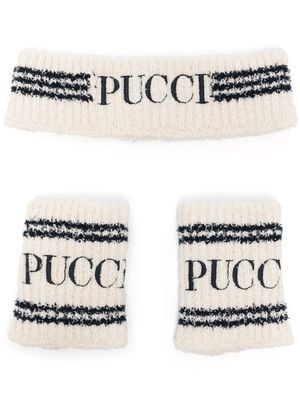 PUCCI logo-embroidered cotton headband - White