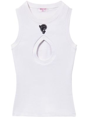 PUCCI logo-embroidered cotton tank top - White