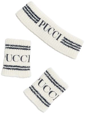 PUCCI logo-embroidered headband set - White