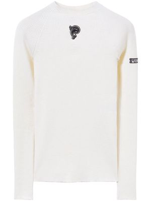 PUCCI logo-embroidered ribbed knit jumper - White